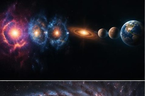 Die kosmische Zeitreise: Universum, Sonne, Erde, Mond und Mensch