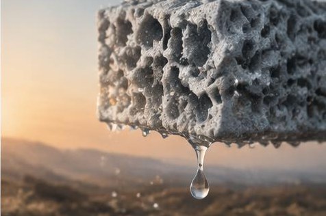 Ein poröses Gerüst sammelt Wasser aus trockener Luft